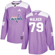 Men's Adidas Washington Capitals Nathan Walker Purple Fights Cancer Practice Jersey - Authentic