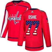 Men's Adidas Washington Capitals T.J. Oshie Red USA Flag Fashion Jersey - Authentic