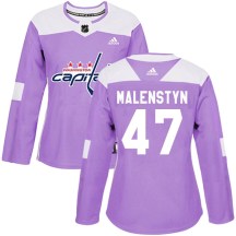 Women's Adidas Washington Capitals Beck Malenstyn Purple Fights Cancer Practice Jersey - Authentic