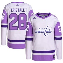 Youth Adidas Washington Capitals Andrew Cristall White/Purple Hockey Fights Cancer Primegreen Jersey - Authentic