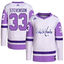 Youth Adidas Washington Capitals Clay Stevenson White/Purple Hockey Fights Cancer Primegreen Jersey - Authentic