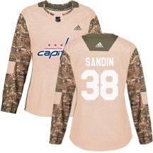 Women's Adidas Washington Capitals Rasmus Sandin Camo Veterans Day Practice Jersey - Authentic